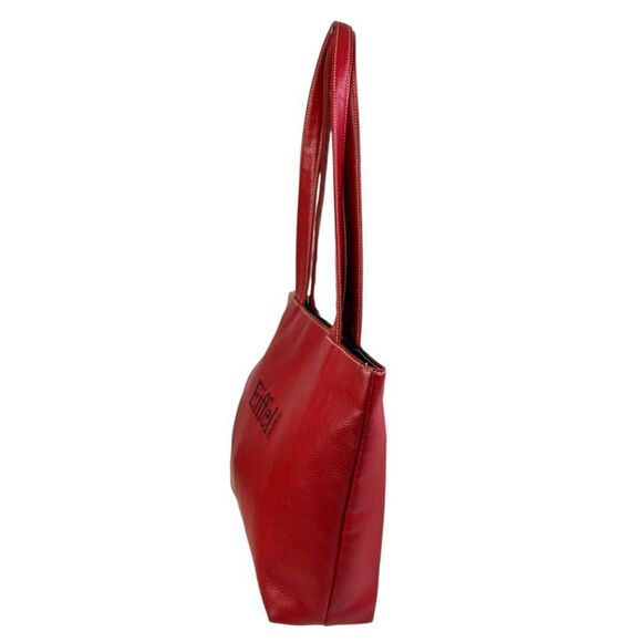 ROOMY La Tour Eiffel RED GENUINE LEATHER LOGO SHOULDER BAG HANDBAG TOTE PURSE - Picture 4 of 14